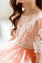 Mary embroidered peach flower girl dress